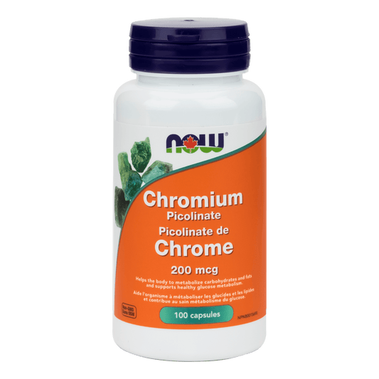 NOW Chromium Picolinate 200mcg 100 Veg Capsules - 