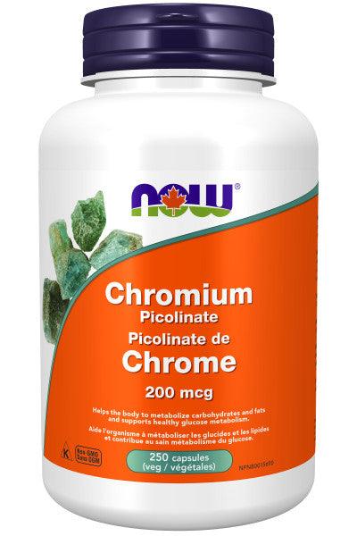 NOW Chromium Picolinate 200mcg 250 Veg Capsules - 