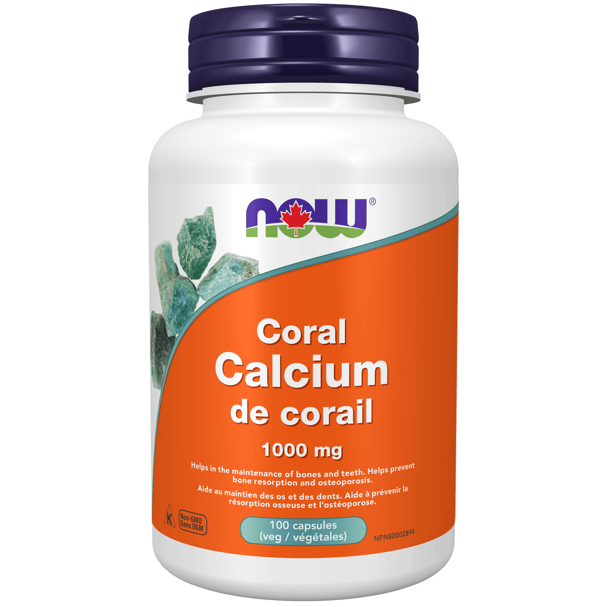 NOW Coral Calcium 1000mg 100 Veg Capsules - 