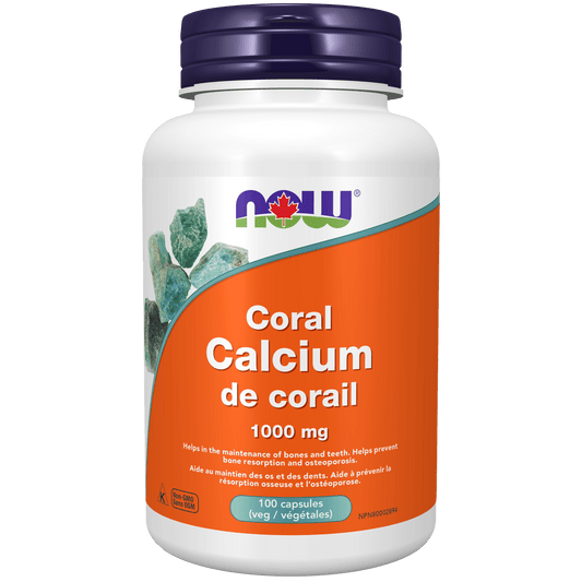 NOW Coral Calcium 1000mg 100 Veg Capsules - 