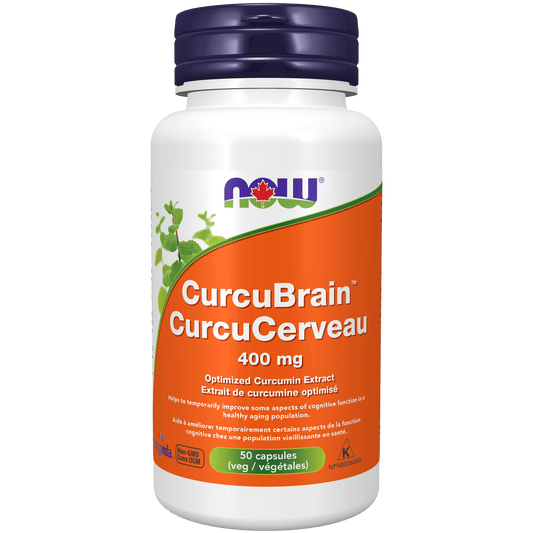 NOW CurcuBrain™ Longvida® 400mg 50 Veg Capsules - 