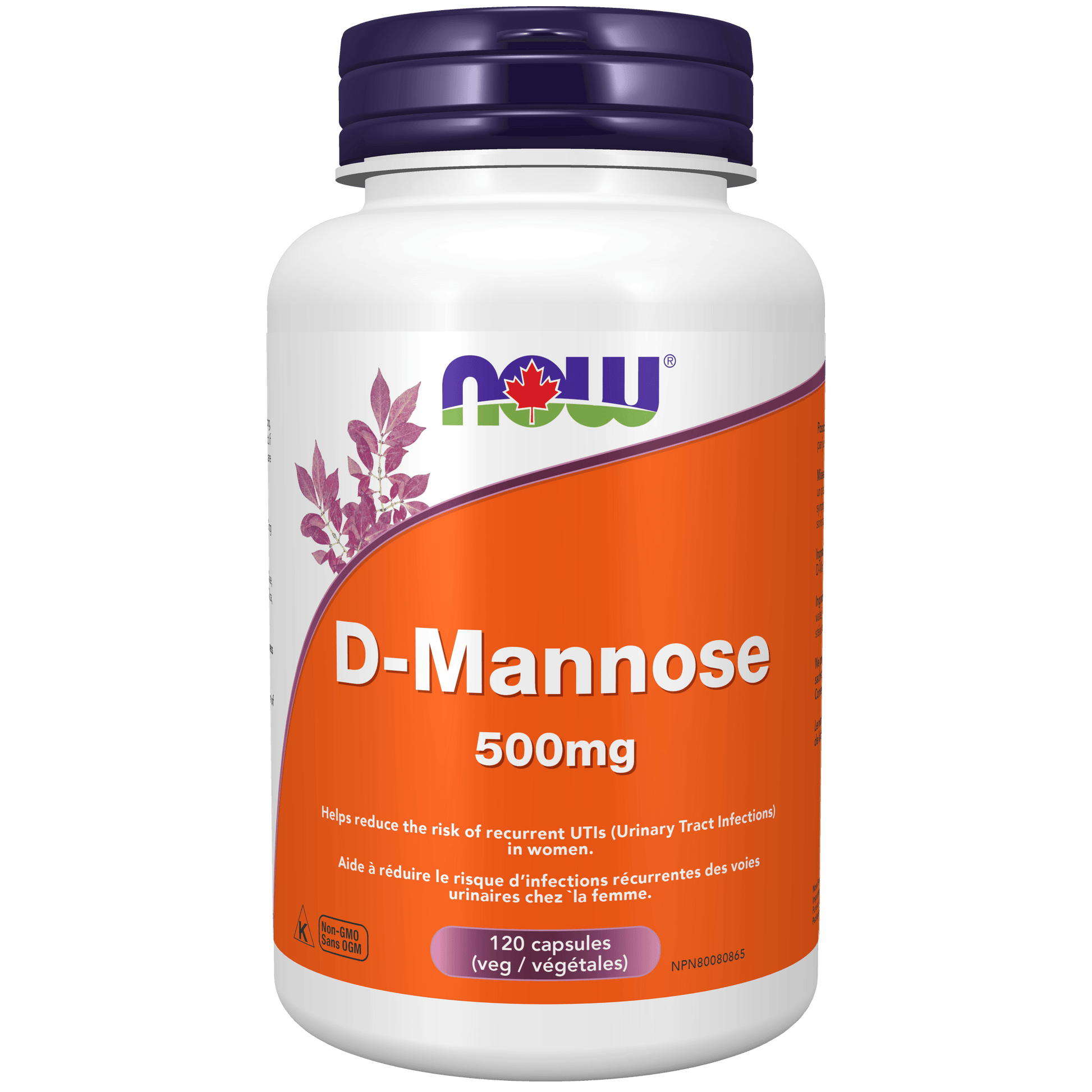 NOW D-Mannose 500mg 120 Veg Capsules - 