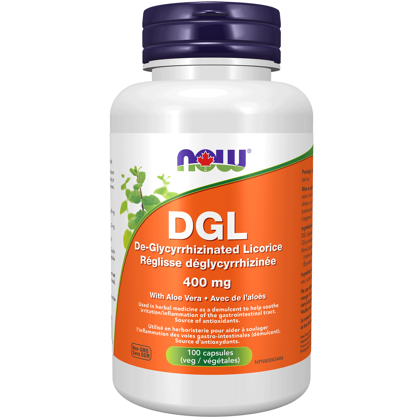 NOW DGL 400mg with Aloe 100 Veg Capsules - 