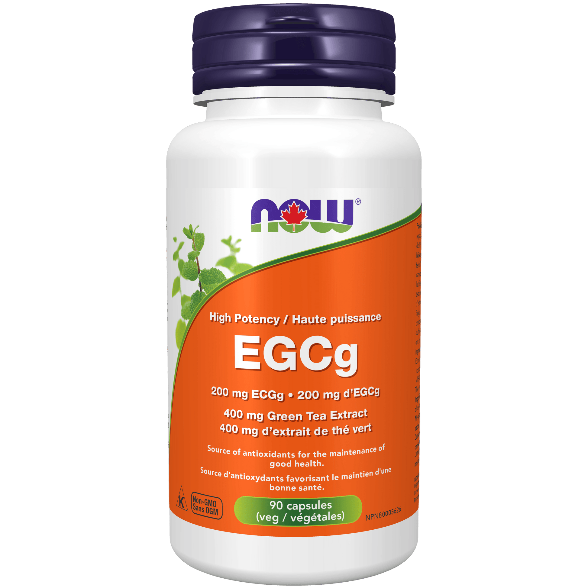 NOW EGCg GreenTea Ext 400mg (EGCg 200mg) 90 Veg Capsules - 