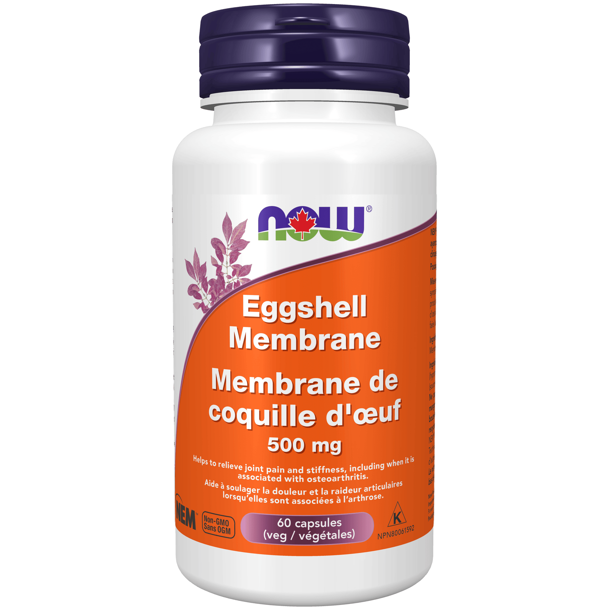 NOW Eggshell Membrane NEM® 500mg 60 Veg Capsules - 