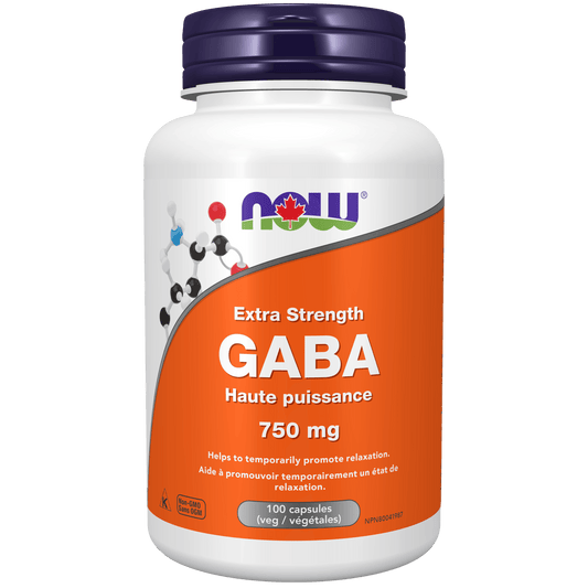 NOW GABA Extra Strength 750mg 100 Veg Capsules - 
