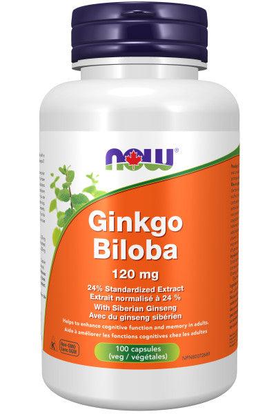 NOW Ginkgo Biloba 120mg 100 Veg Capsules - 
