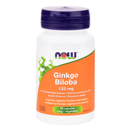 NOW Ginkgo Biloba 120mg 50 Veg Capsules - 