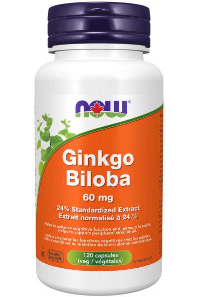 NOW Ginkgo Biloba 60mg 120 Veg Capsules - 