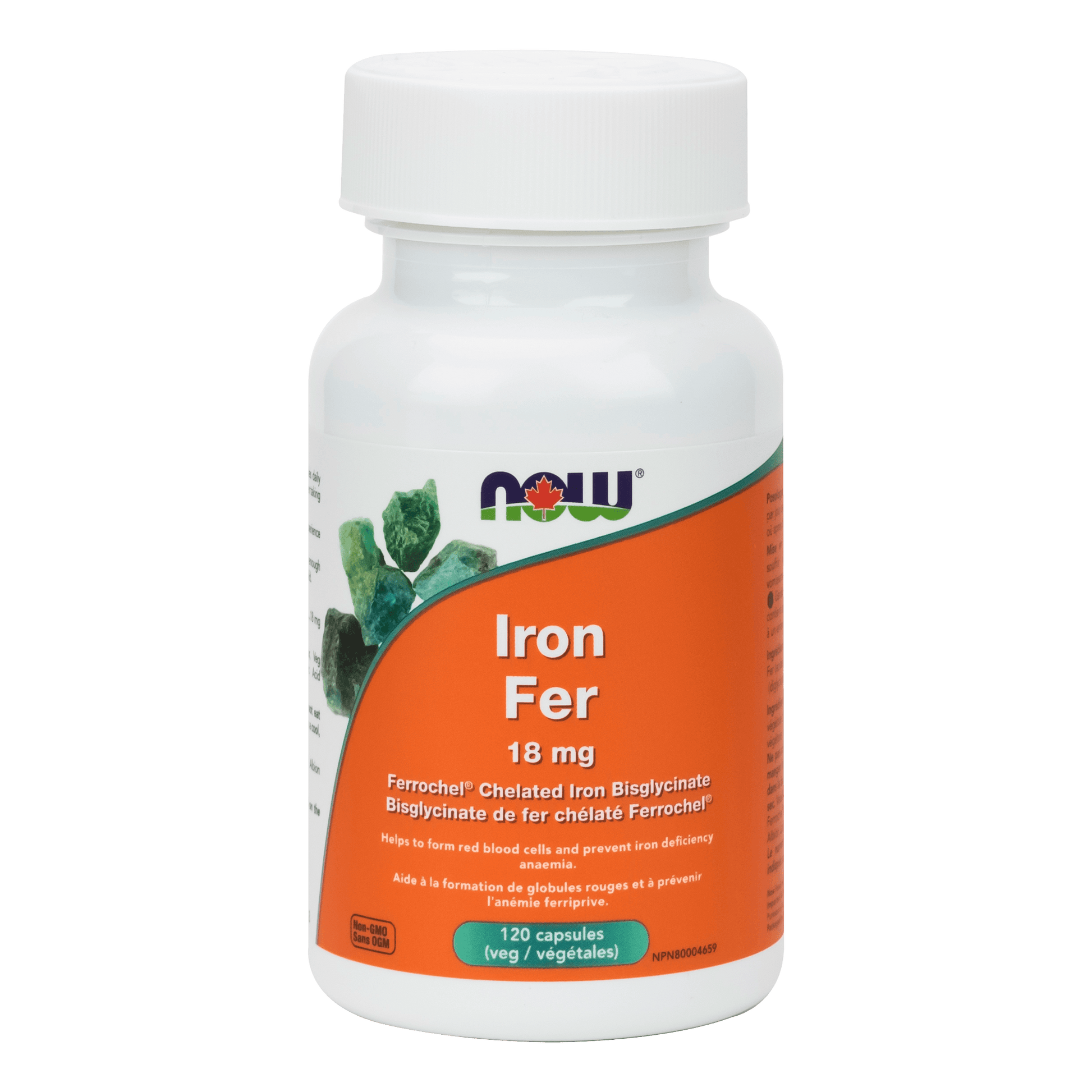 NOW Iron Bisglycinate 18mg 120 Veg Capsules - 