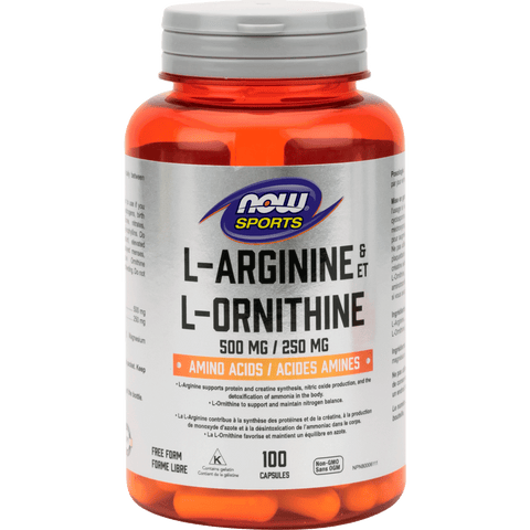 NOW L-Arginine500mg L-Ornithine 250mg 100 Capsules