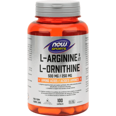 NOW L-Arginine500mg L-Ornithine 250mg 100 Capsules