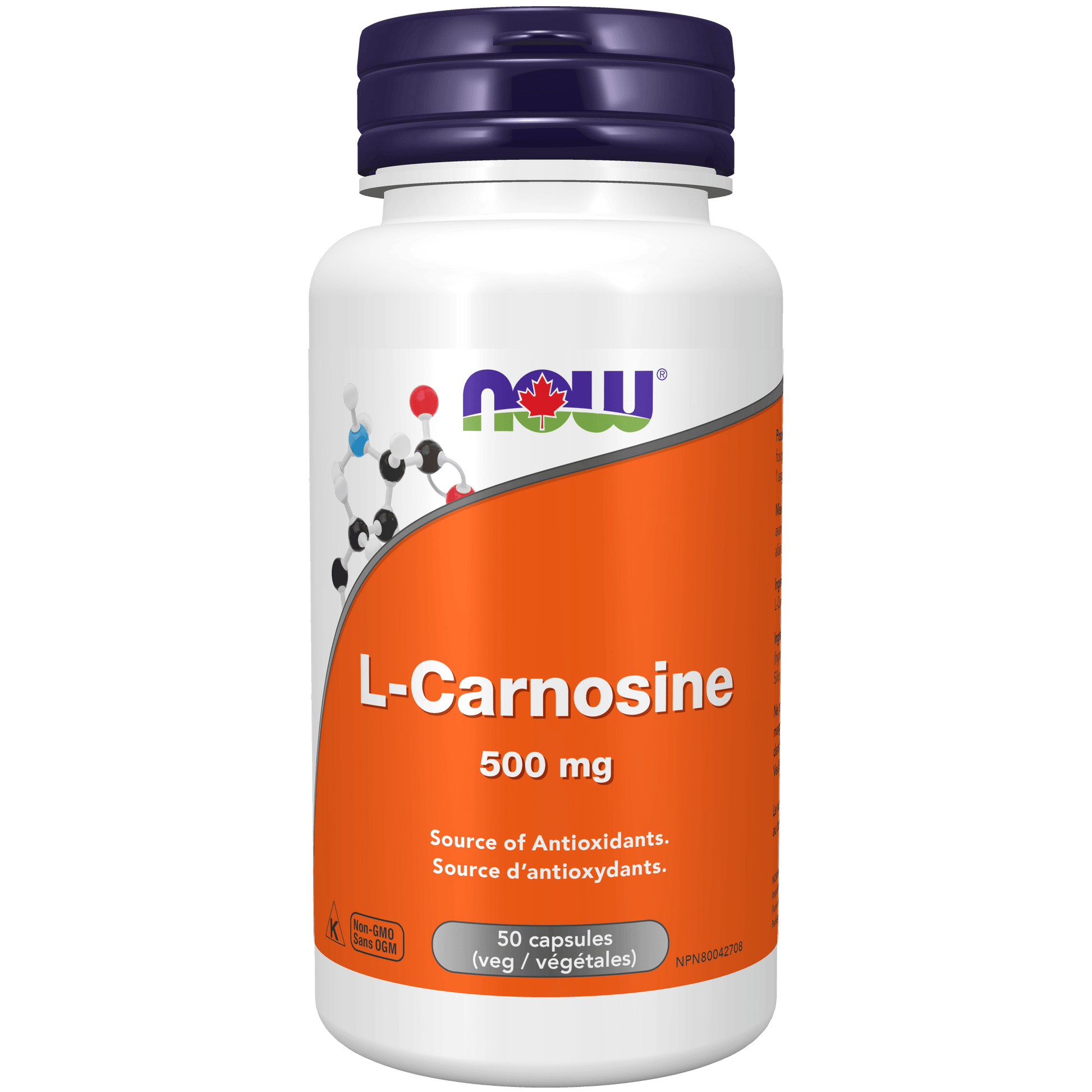 NOW L-Carnosine 500mg 50 Veg Capsules - 