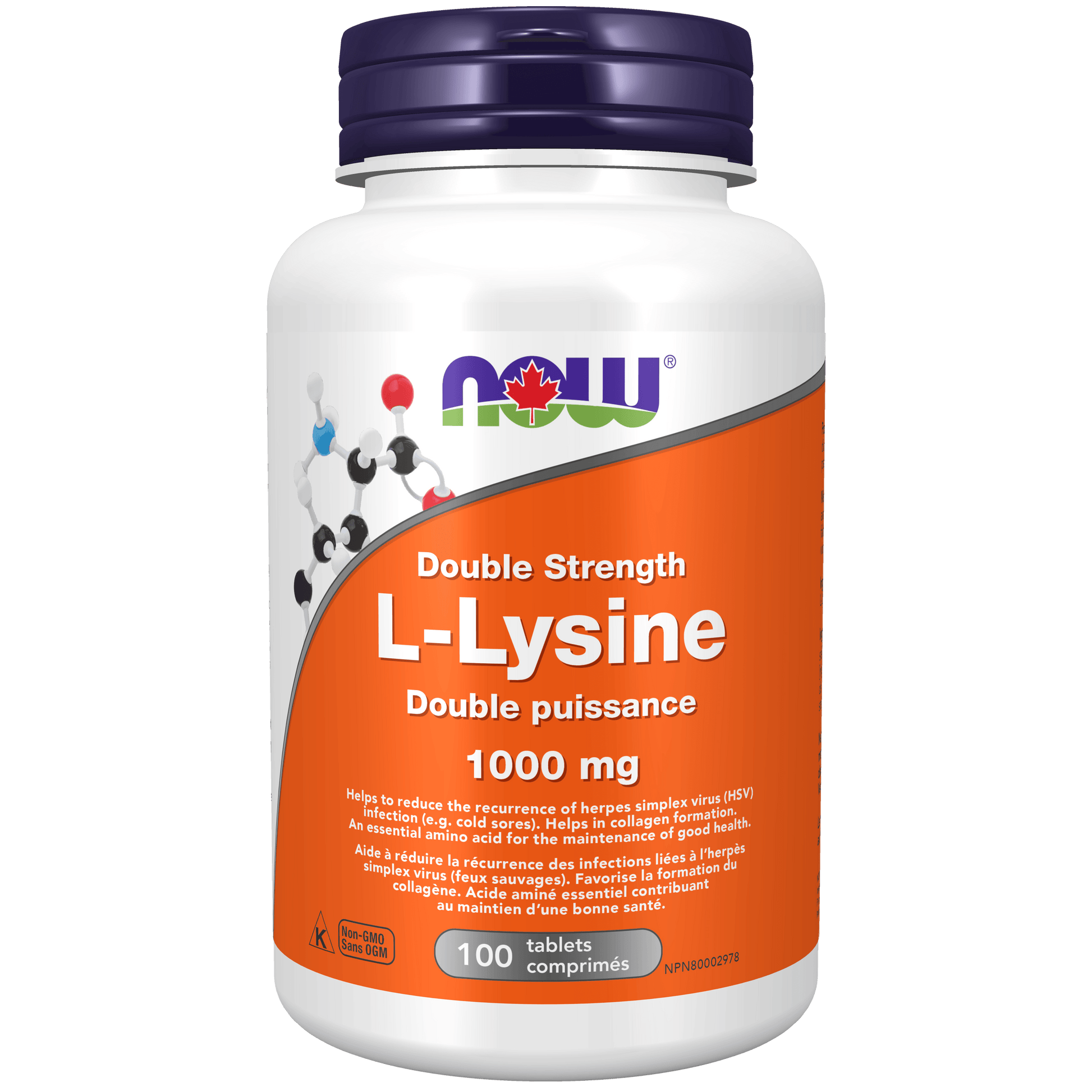 NOW L-Lysine 1000mg Extra Strength 100 Tablets - 