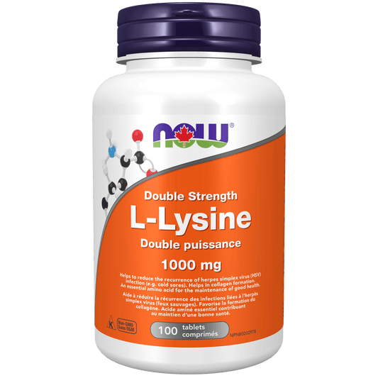 NOW L-Lysine 1000mg Extra Strength 100 Tablets - 