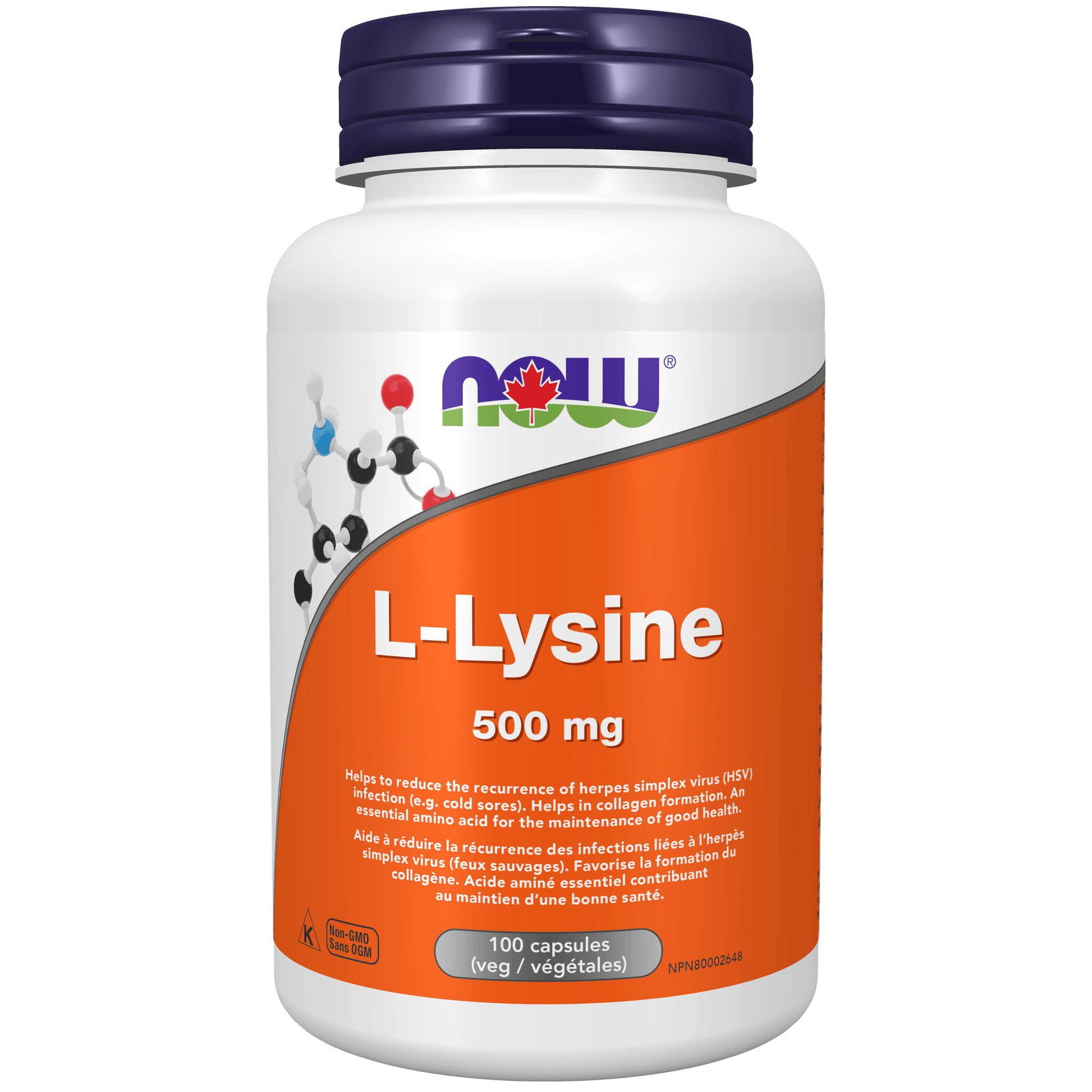 NOW L-Lysine 500mg 100 Capsules - 