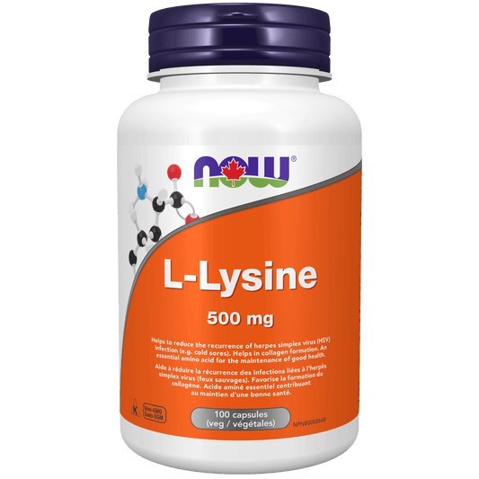 NOW L-Lysine 500mg 100 Capsules - 
