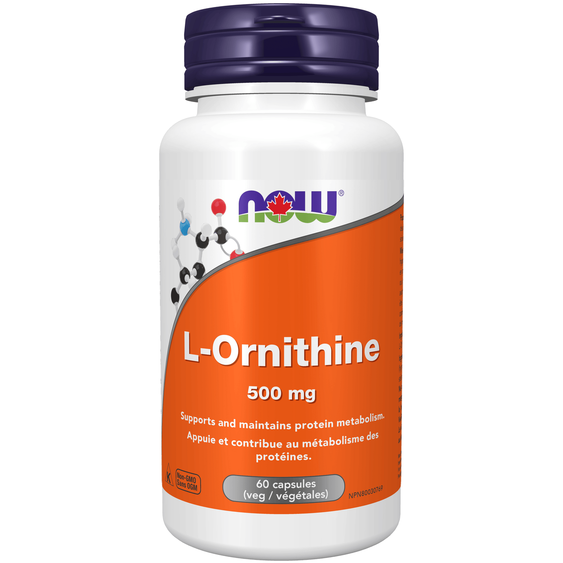 NOW L-Ornithine 500mg 60 Veg Capsules - 