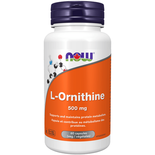 NOW L-Ornithine 500mg 60 Veg Capsules - 
