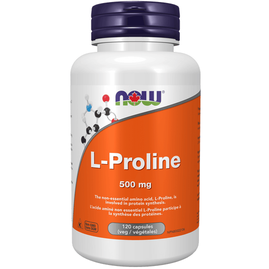 NOW L-Proline 500mg 120 Veg Capsules - 