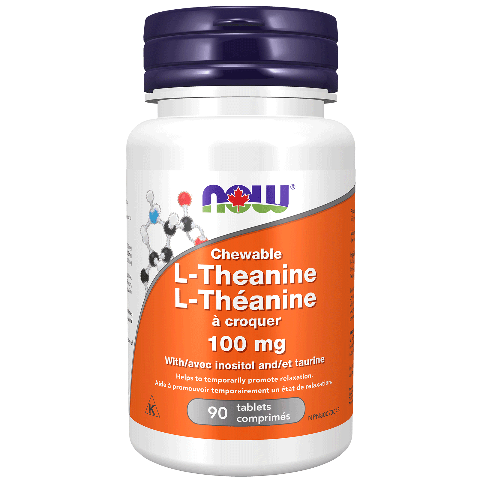 NOW L-Theanine 100mg Plus Chew 90 Tablets - 