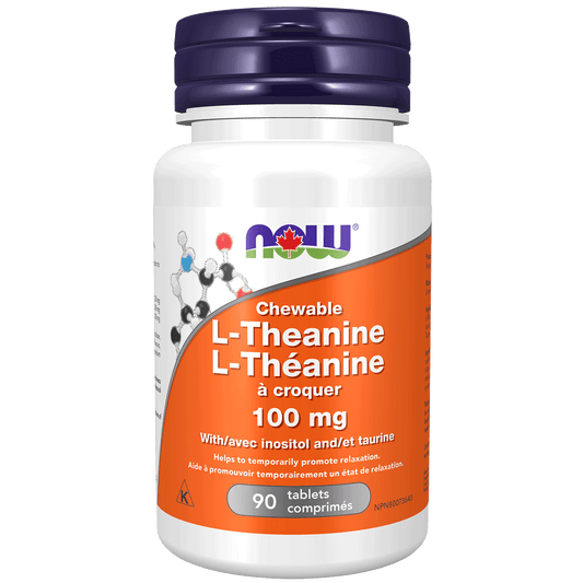 NOW L-Theanine 100mg Plus Chew 90 Tablets - 