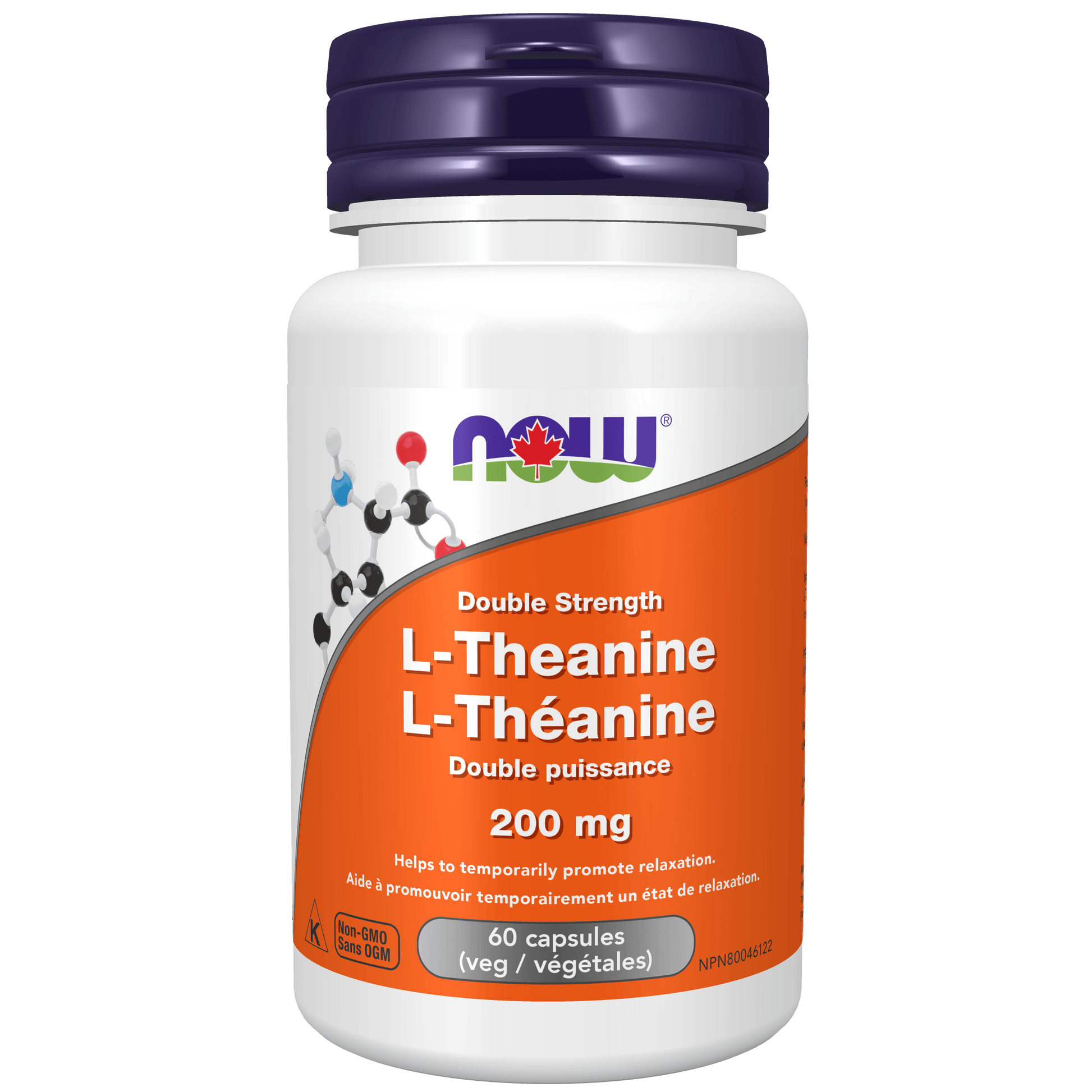 NOW L-Theanine 200mg 60 Veg Capsules - 