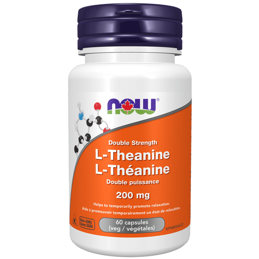 NOW L-Theanine 200mg 60 Veg Capsules - 