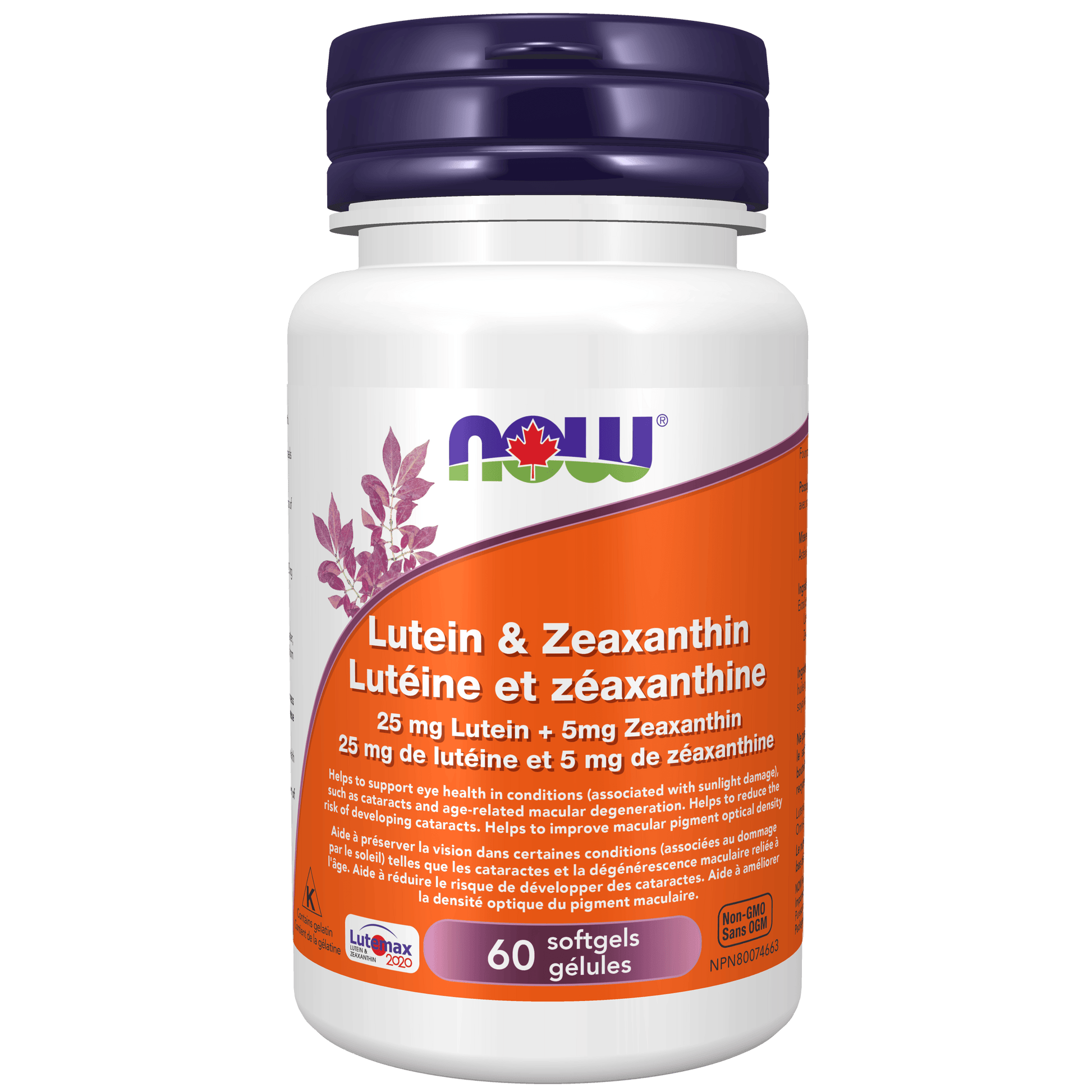 NOW Lutein 25mg and Zeaxanthin 5mg 60 Softgels - 