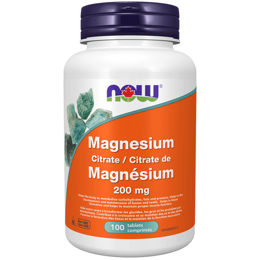 NOW Magnesium Citrate 200mg 100 Tablets - 