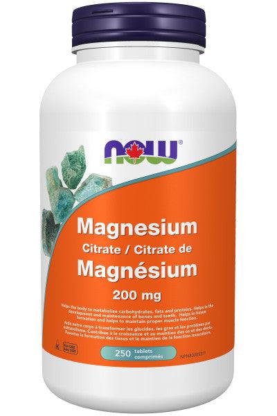 NOW Magnesium Citrate 200mg 250 Tablets - 