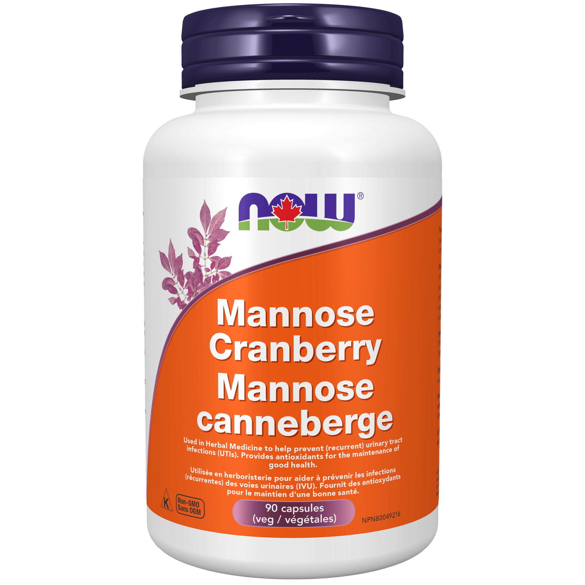 NOW Mannose Cranberry 450mg / 250mg 90 Veg Capsules - 