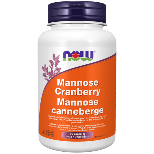 NOW Mannose Cranberry 450mg / 250mg 90 Veg Capsules - 