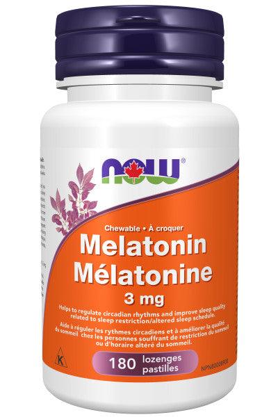 NOW Melatonin 3mg+ B-6 Peppermint 180 Chewable Lozenges - 