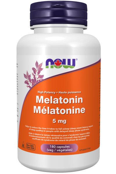 NOW Melatonin 5mg 180 Veg Capsules - 