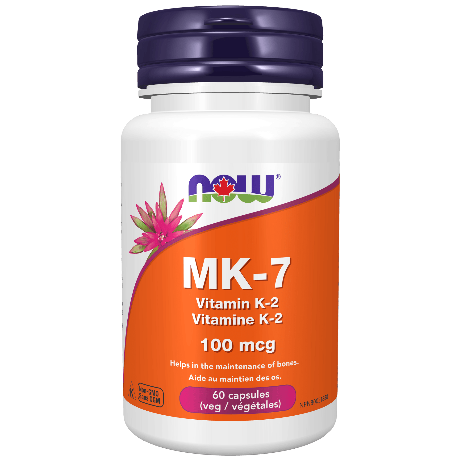 NOW MK-7 Vitamin K-2 100mcg 60 Veg Capsules - 