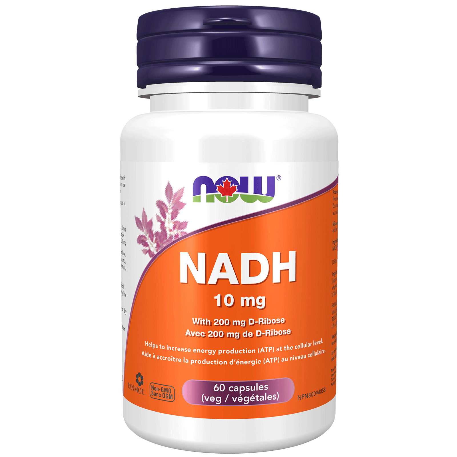 NOW NADH 10mg with 200mg D-Ribose 60 Veg Capsules - 