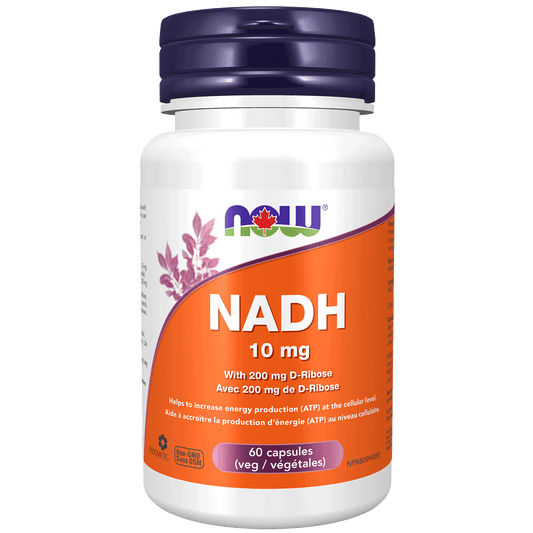 NOW NADH 10mg with 200mg D-Ribose 60 Veg Capsules - 