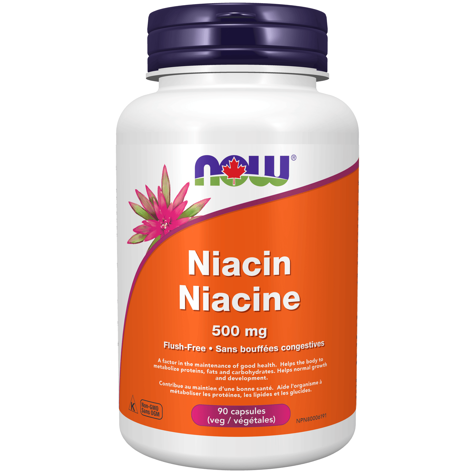 NOW Niacin Flush Free 500mg 90 Veg Capsules - 