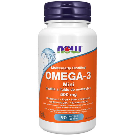 NOW Omega-3 Mini 500mg 90 Softgels - 