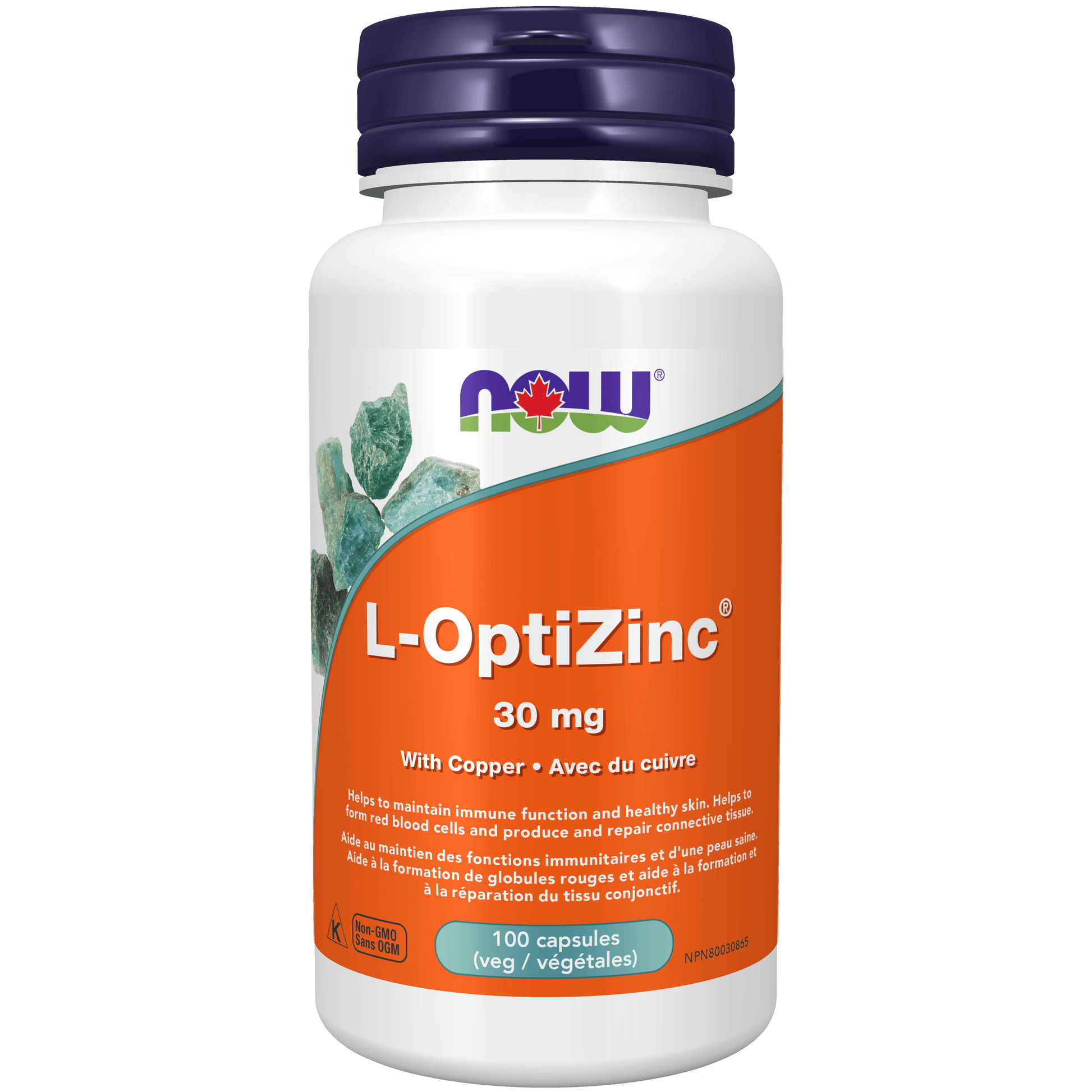 NOW Opti-L-Zinc (Monomethionine) 30mg + Copper 100 Veg Capsules - 