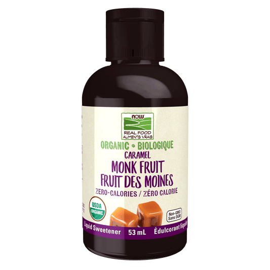 NOW Organic Monk Fruit Liquid Sweetener Caramel 53mL - 