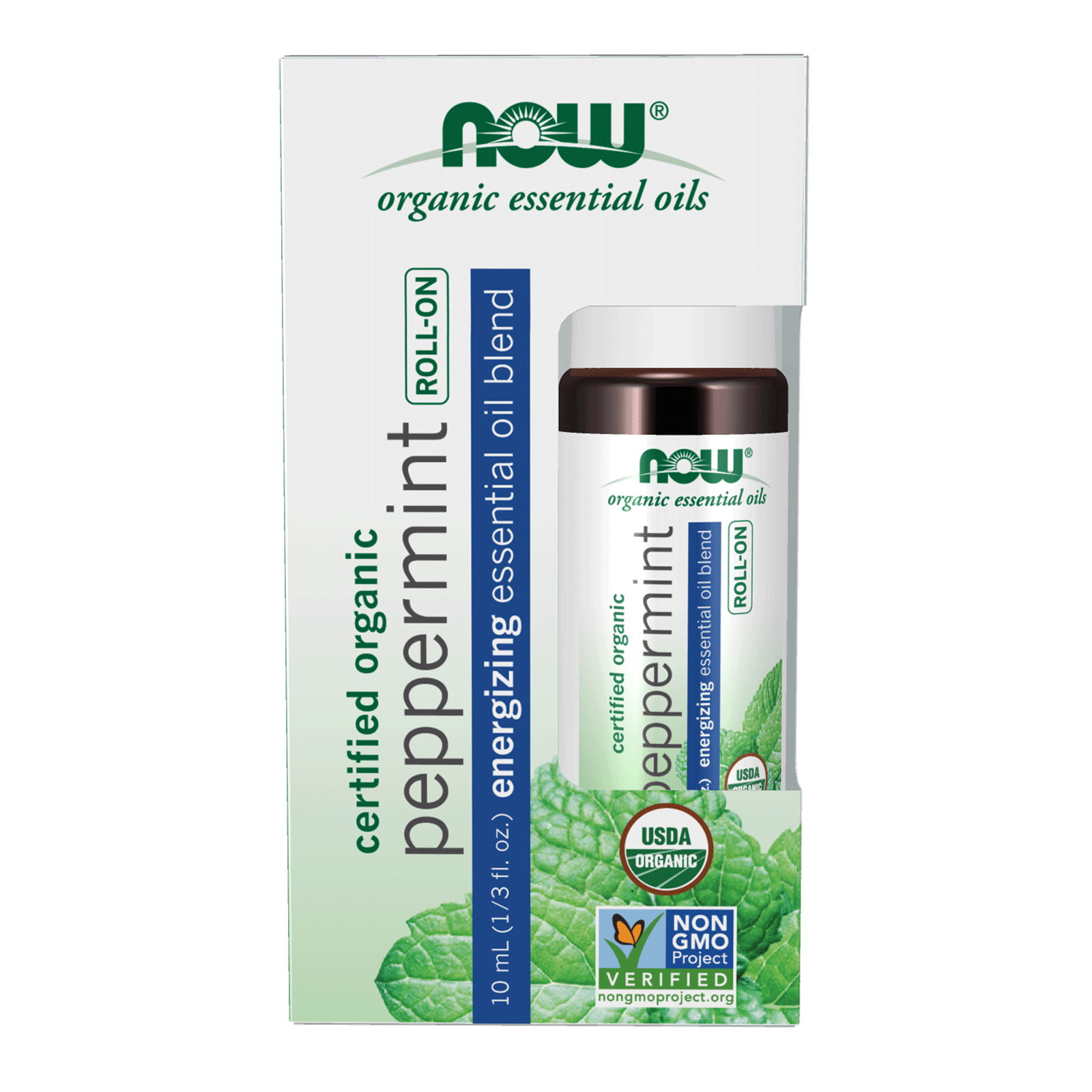 NOW Organic Peppermint Essential Oil Roll-On 10mL - 