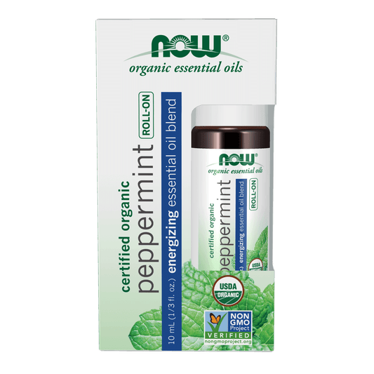 NOW Organic Peppermint Essential Oil Roll-On 10mL - 