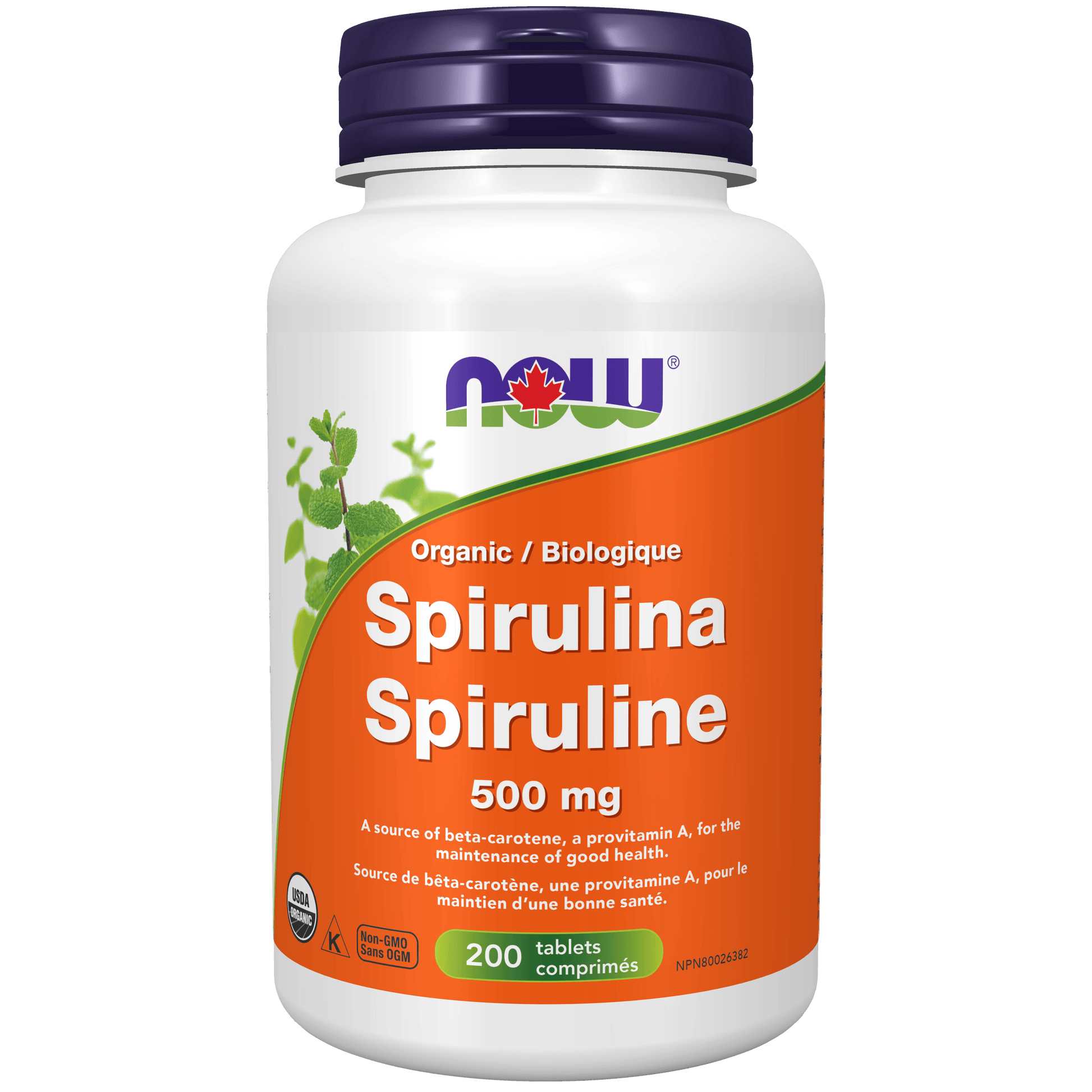NOW Organic Spirulina 500mg 200 Tablets - 