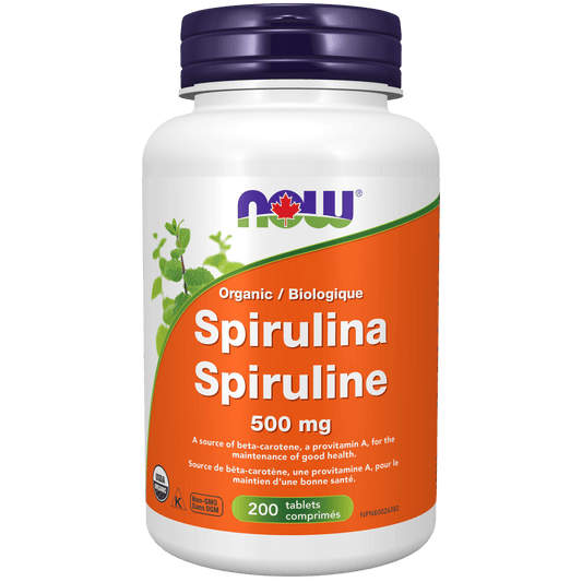 NOW Organic Spirulina 500mg 200 Tablets - 