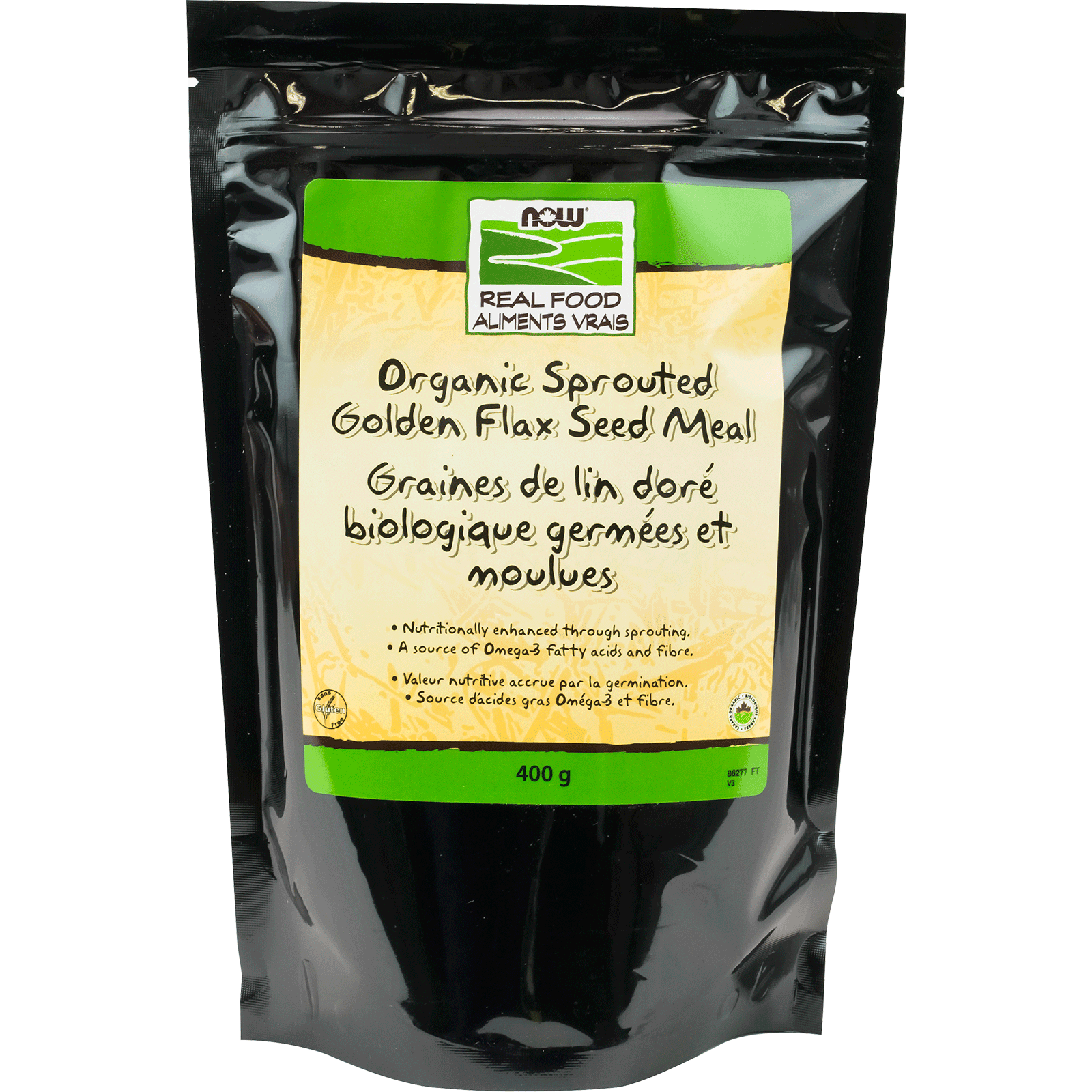NOW Organic Sprouted Golden Flax Seed Meal 400g - 
