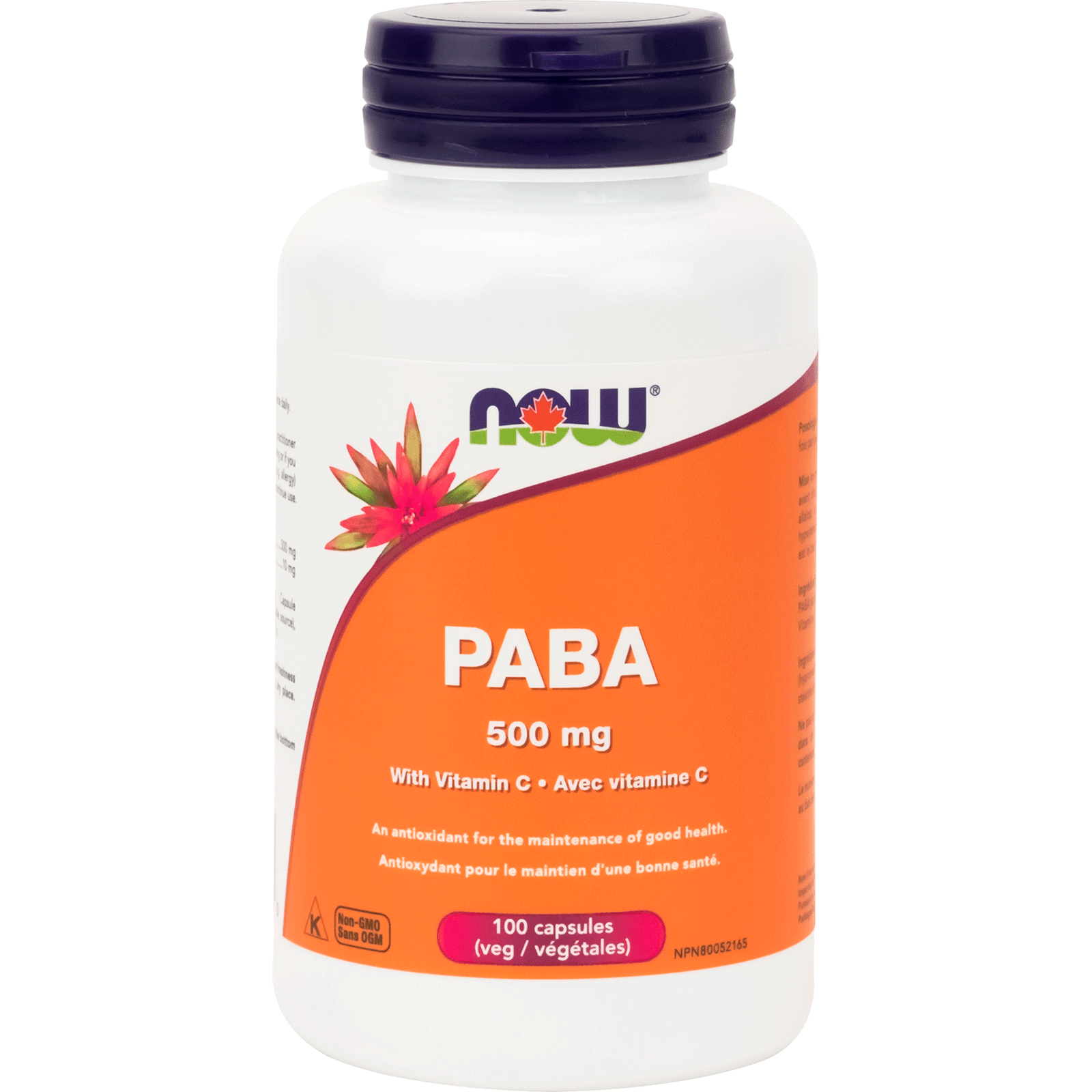 NOW PABA 500mg with Vitamin C 100 Veg Capsules - 