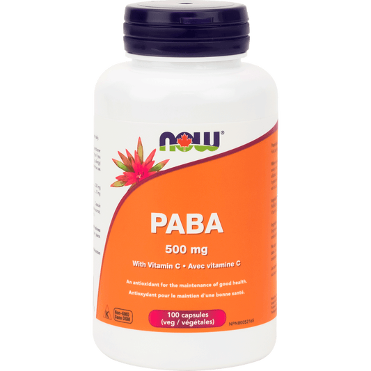 NOW PABA 500mg with Vitamin C 100 Veg Capsules - 