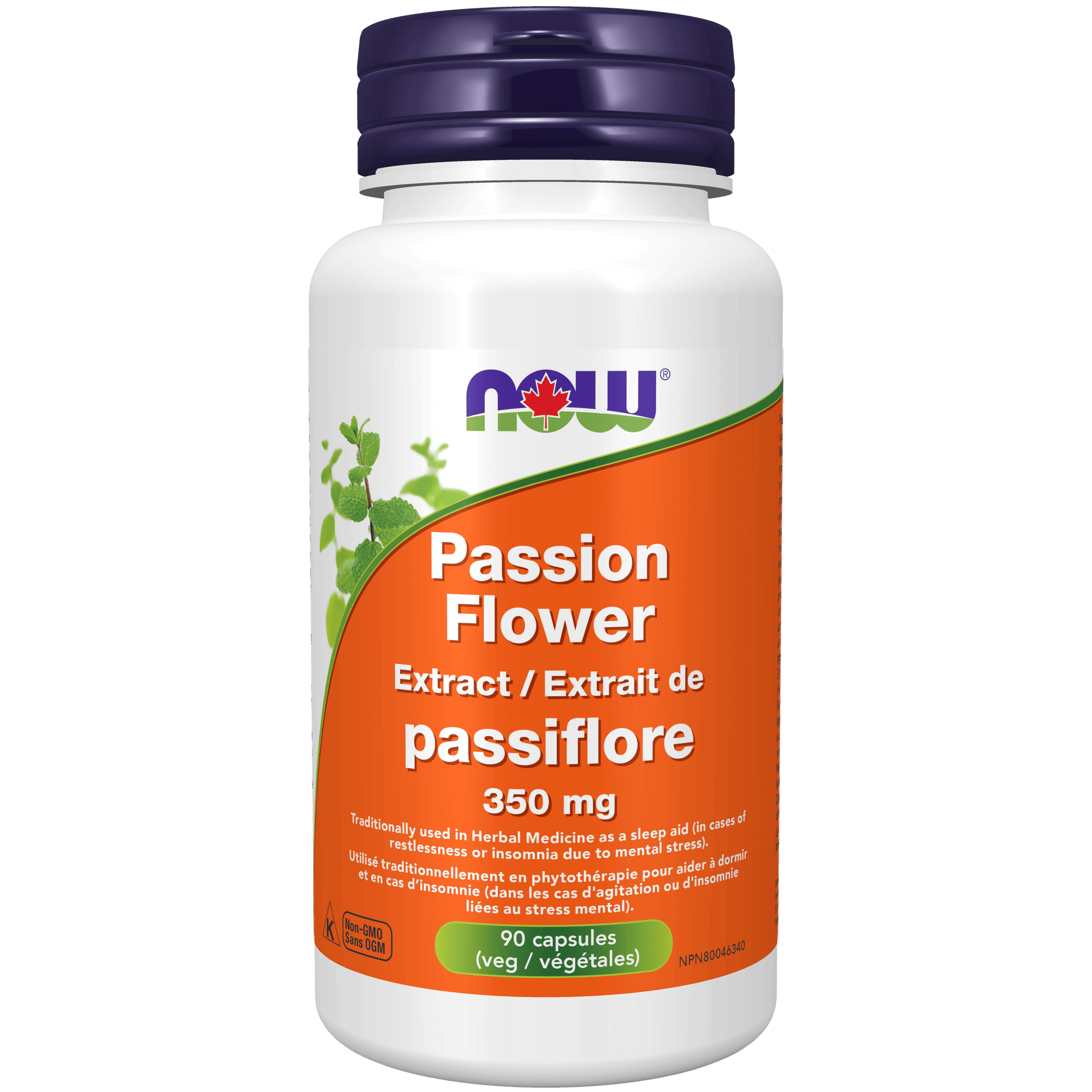NOW Passion Flower Extract 350mg 90 Veg Capsules - 
